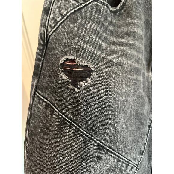 Blank NYC Black Distressed Assymetrical Jean Mini Skirt Women's 27 Goth Punk - Picture 4 of 12